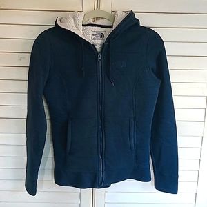 NorthFace Deep teal blue fleece lined zip front hoodie